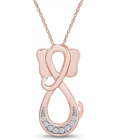 White Natural Diamond Infinity Elephant Pendant Necklace in 14k Gold Over Sterling Silver (0.1 Ct) rose-gold-plated-silver $5...