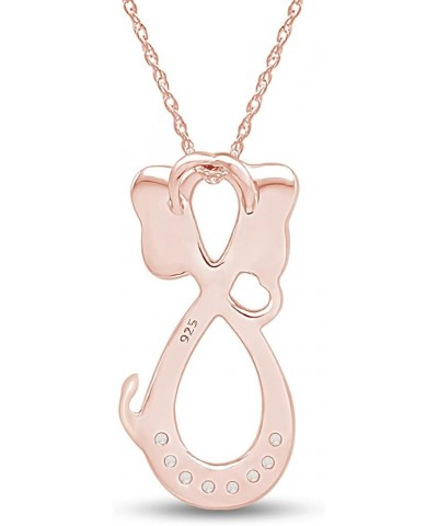 White Natural Diamond Infinity Elephant Pendant Necklace in 14k Gold Over Sterling Silver (0.1 Ct) rose-gold-plated-silver $5...