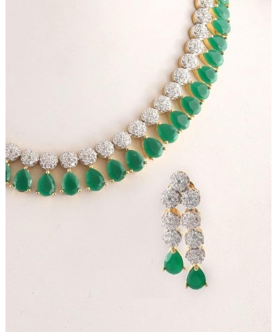 Necklace Set Ad Cz Gold Plated Two Tone Multi-Stones Indian Jewelry For Women & Girls Green Emerald $28.59 Jewelry Sets