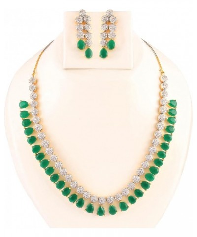 Necklace Set Ad Cz Gold Plated Two Tone Multi-Stones Indian Jewelry For Women & Girls Green Emerald $28.59 Jewelry Sets