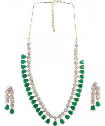 Necklace Set Ad Cz Gold Plated Two Tone Multi-Stones Indian Jewelry For Women & Girls Green Emerald $28.59 Jewelry Sets