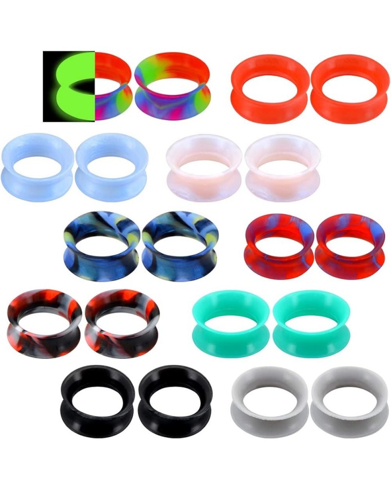 20 PCS Thin Silicone Ear Gauges for Ear Silicone Ear Plugs Gauge Tunnels Double Flared Flexible Tunnel Ear Silicone Tunnel Ea...