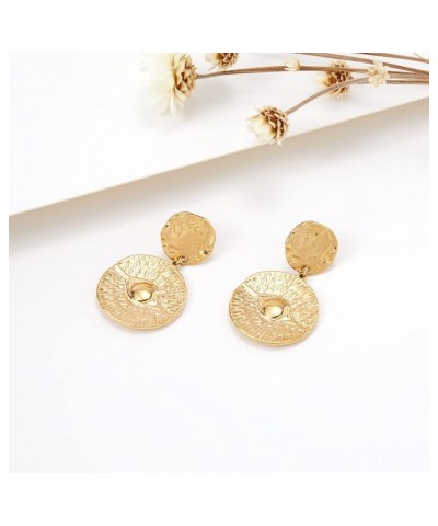 14K Gold Plated Earrings Geometric Circle CZ Statement Bohemia Drop Dangle Earrings for Women Disc Eye $9.66 Earrings