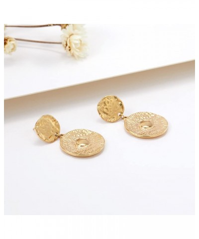 14K Gold Plated Earrings Geometric Circle CZ Statement Bohemia Drop Dangle Earrings for Women Disc Eye $9.66 Earrings