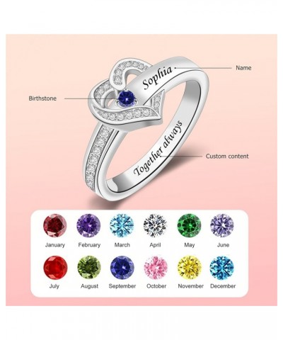 Her Gift Personalized Mother Rings with 1-8 Birthstones Heart Family Ring Custom Engraved Name Ring for Mom Women Grandma Wif...