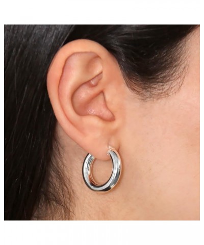 Sterling Silver 5mm Thick Tube Hoop Earrings Plain Polished Nickel Free Italy 3/4-2 3/8 inch Round 25mm (1 inch) $27.71 Earrings