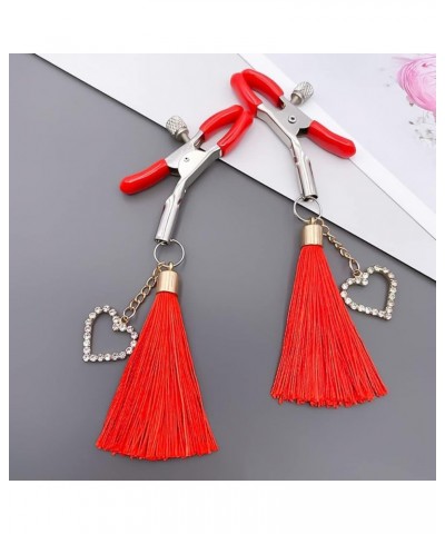 Sparkly Rhinestone Nipple Clips with Tassel Adjustable Non Piercing Nipple Clamps Crystal Breast Nipple Clips (Red) $6.11 Bod...