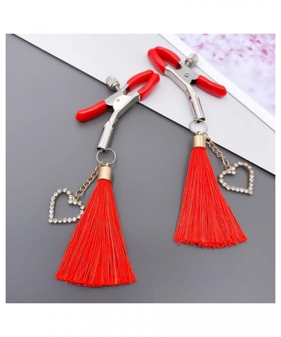 Sparkly Rhinestone Nipple Clips with Tassel Adjustable Non Piercing Nipple Clamps Crystal Breast Nipple Clips (Red) $6.11 Bod...