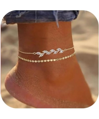 Anklets for Women 14K Real Gold/Silver Plated Ankle Bracelets Trendy Waterproof Boho Anklets Set Adjustable Dainty Cute Diamo...