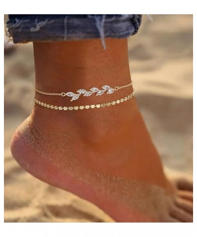 Anklets for Women 14K Real Gold/Silver Plated Ankle Bracelets Trendy Waterproof Boho Anklets Set Adjustable Dainty Cute Diamo...