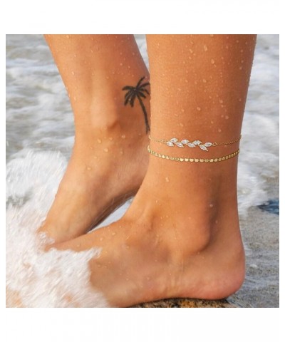 Anklets for Women 14K Real Gold/Silver Plated Ankle Bracelets Trendy Waterproof Boho Anklets Set Adjustable Dainty Cute Diamo...