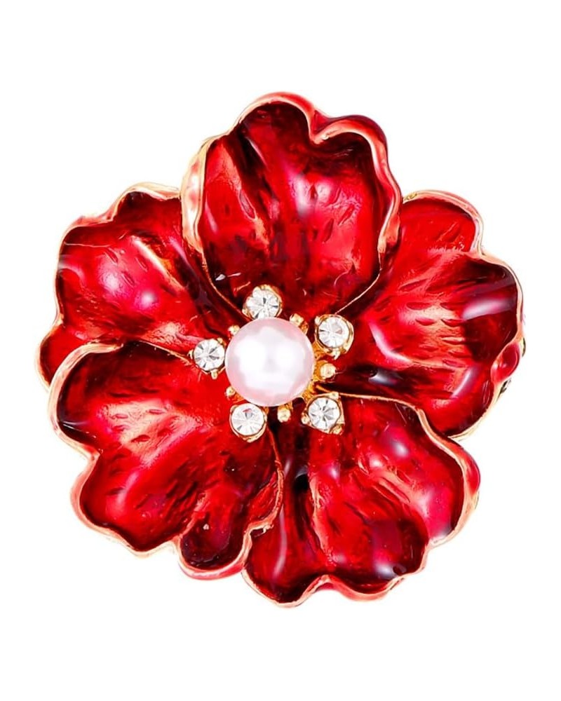 Fall Gold Flower White Pearl Brooch Pin Large Yellow/Red/Blue Flower Lapel Pin Enamel Flower With Faux Pearl Safty Pin Autumn...