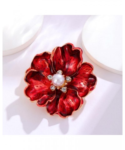 Fall Gold Flower White Pearl Brooch Pin Large Yellow/Red/Blue Flower Lapel Pin Enamel Flower With Faux Pearl Safty Pin Autumn...