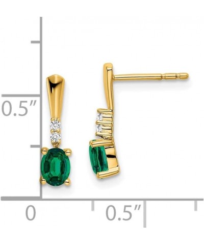 14k Yellow Gold Oval Gemstone and Diamond Dangle Earrings Gift for Women Emerald Yellow Gold $112.75 Earrings