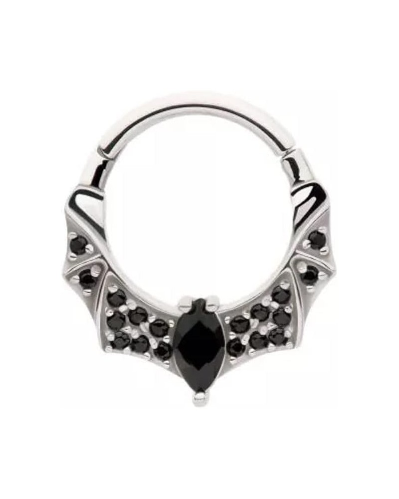 16GA 316L Stainless Steel CZ Crystal Bat Front Facing Hinged Segment Ring Silver Tone $9.22 Body Jewelry