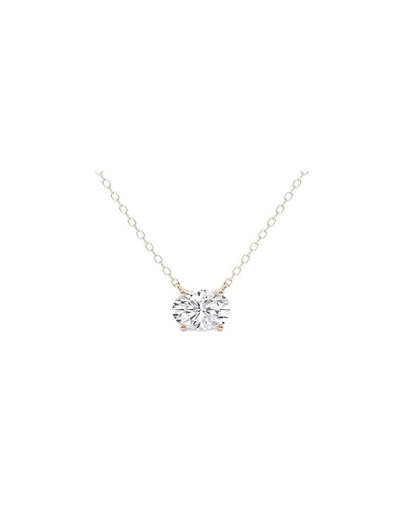 14K Fine Gold IGI Certified Lab Grown Diamond Pendant Necklace for Women (FG-VS) 0.50 to 3.00 Carat in Round Cut (White, Yell...