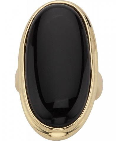 PalmBeach Yellow Gold-Plated or Silvertone Oval Cut Natural Black Onyx Bezel Set Ring Size 9 $28.90 Rings