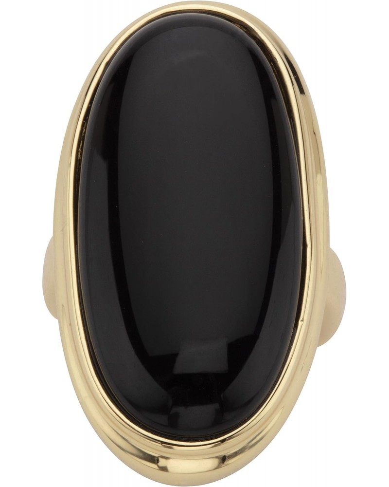 PalmBeach Yellow Gold-Plated or Silvertone Oval Cut Natural Black Onyx Bezel Set Ring Size 9 $28.90 Rings