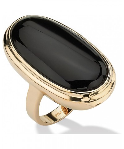 PalmBeach Yellow Gold-Plated or Silvertone Oval Cut Natural Black Onyx Bezel Set Ring Size 9 $28.90 Rings