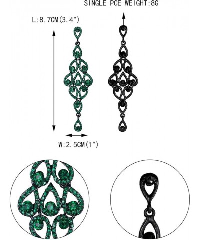 Women's Austrian Crystal Bohemia Hollow-out Retro Chandelier Teardrop Dangle Earrings Dark Green Black-Tone $14.15 Earrings