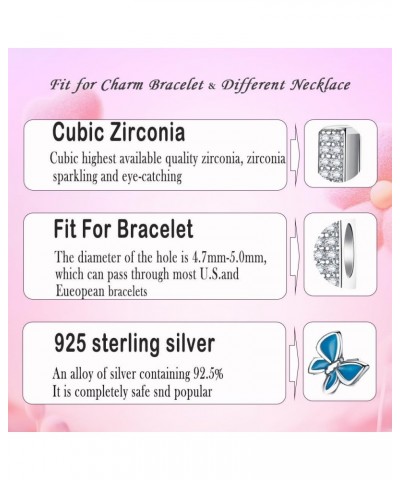 S925 Sterling Silver A~Z Letters Charms with 5A Cubic Zircon Stones, Butterfly Alphabet Beads fit Pandora European Bracelets ...