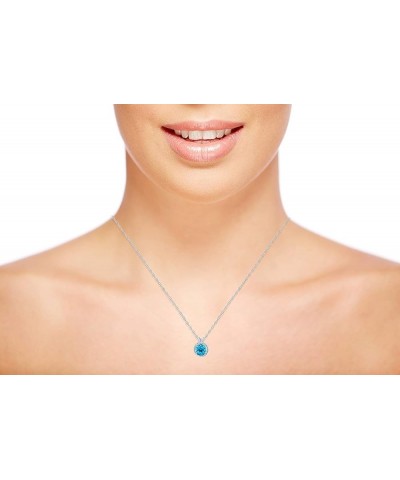 10K White Gold 6mm Round Rope Frame Rabbit Ear 18" Rope Chain Necklace Blue Topaz-Swiss Blue Topaz White Gold $61.64 Necklaces