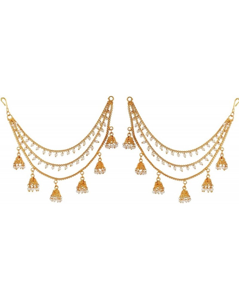 Women's Women'S Golden Gold Plated Long Hair Chain Jewellery Earring White $9.61 Earrings