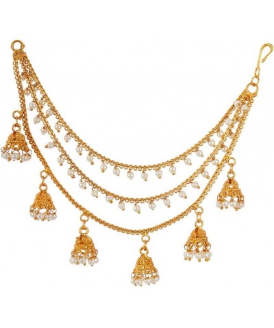 Women's Women'S Golden Gold Plated Long Hair Chain Jewellery Earring White $9.61 Earrings