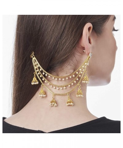 Women's Women'S Golden Gold Plated Long Hair Chain Jewellery Earring White $9.61 Earrings