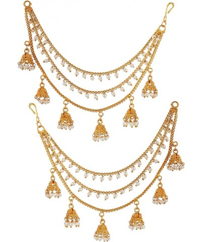 Women's Women'S Golden Gold Plated Long Hair Chain Jewellery Earring White $9.61 Earrings