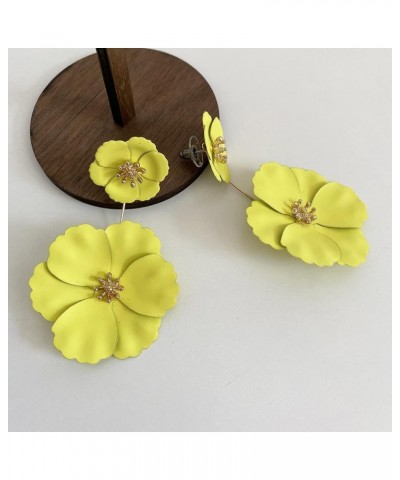 Unique Bohemian Metal Poppy Flower Dangle Earring Matte Painted Dual Flower Floral Petal Tiered Drop for Women Girls Statemen...