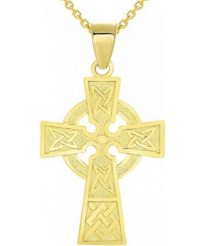 Solid 14k Yellow Gold Trinity Knot Celtic Cross Pendant Necklace 18 Inches $76.50 Necklaces