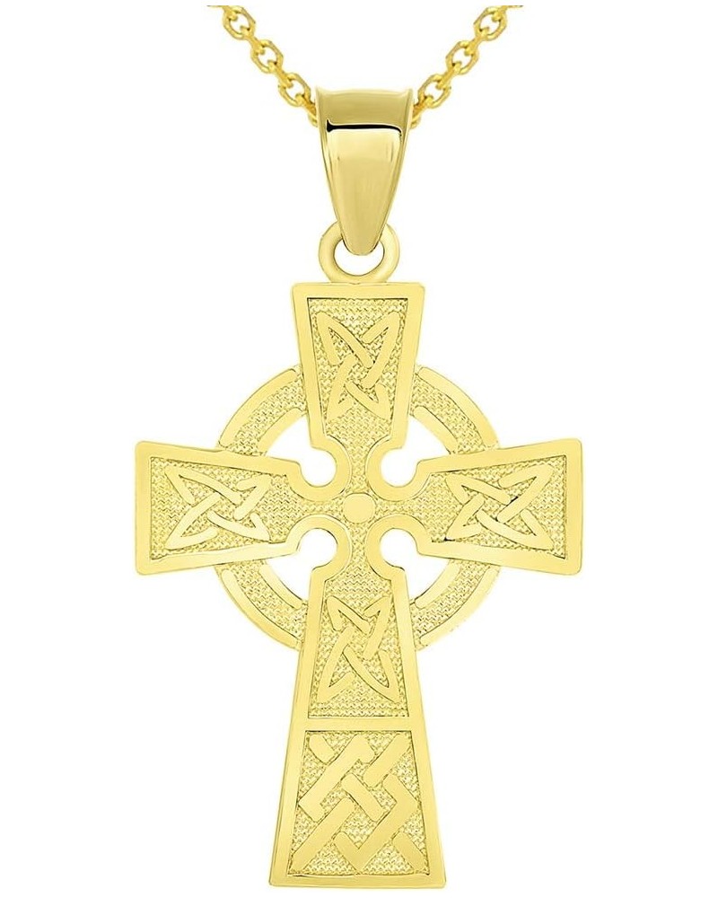 Solid 14k Yellow Gold Trinity Knot Celtic Cross Pendant Necklace 18 Inches $76.50 Necklaces