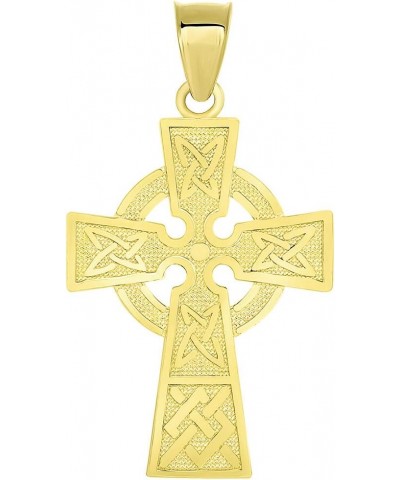 Solid 14k Yellow Gold Trinity Knot Celtic Cross Pendant Necklace 18 Inches $76.50 Necklaces