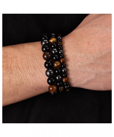 Bracelets for Men Jewelry Gifts Natural Stone Mens Bracelet Set Tiger Eye Obsidian Beaded Bracelet for Men Women Birthday Chr...