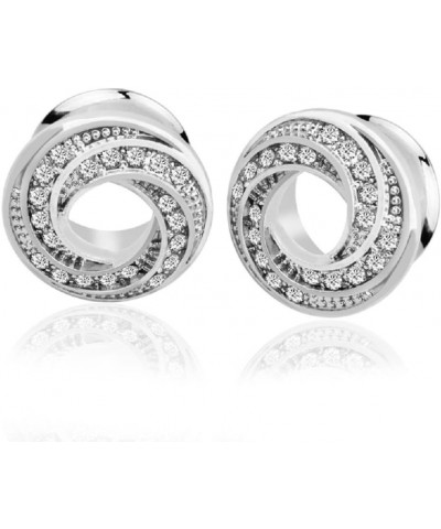 Pair of Stainless Steel Rhinestone Crystal Ear Tunnel Plugs Gauges Expanders Cubic Zirconia Body Piercing Earrings Plug Fashi...