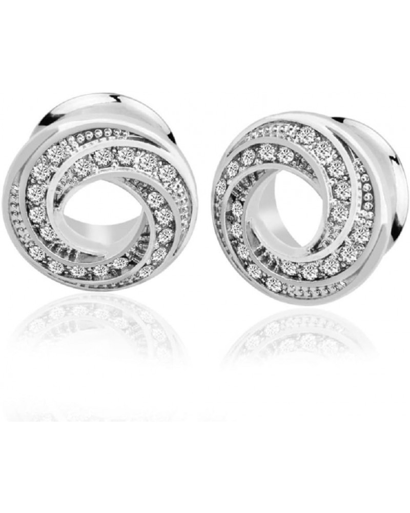 Pair of Stainless Steel Rhinestone Crystal Ear Tunnel Plugs Gauges Expanders Cubic Zirconia Body Piercing Earrings Plug Fashi...