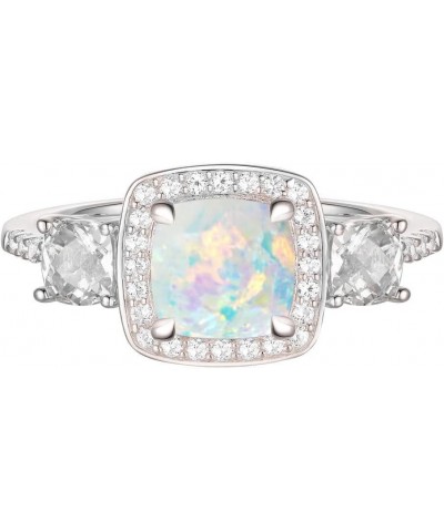 Opal Rings for Women Opal and Moissanite Engagement Rings for Women 10K 14K 18K White/Yellow/Rose Gold Opal Engagement Weddin...