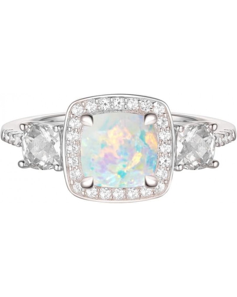 Opal Rings for Women Opal and Moissanite Engagement Rings for Women 10K 14K 18K White/Yellow/Rose Gold Opal Engagement Weddin...