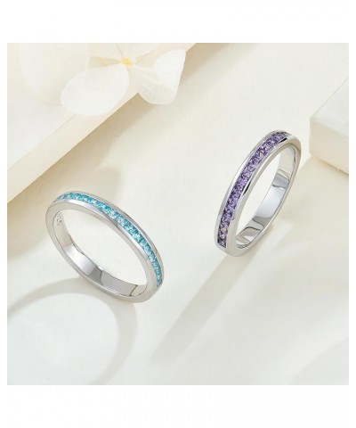 Stackable Ring for Women | 925 Sterling Silver Eternity Band | Princess Cut Birthstone Rings Size 5-10 02-Amethyst-Feb $24.48...