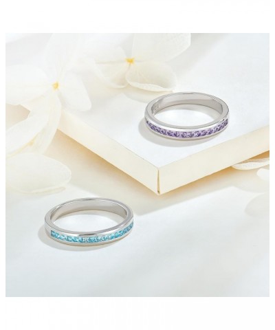 Stackable Ring for Women | 925 Sterling Silver Eternity Band | Princess Cut Birthstone Rings Size 5-10 02-Amethyst-Feb $24.48...