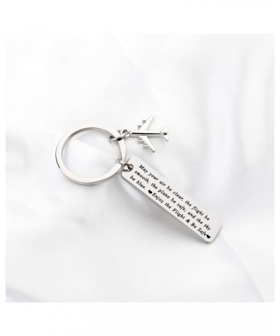 Pilot Gift Flight Attendant Gift Fly Safe Keychain Traveling Gifts May Your Air Be Clear Airplane Jewelry Silver $9.35 Bracelets