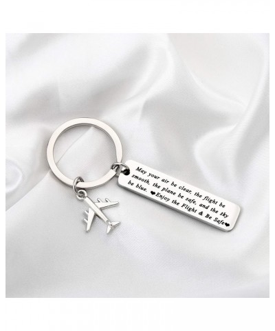 Pilot Gift Flight Attendant Gift Fly Safe Keychain Traveling Gifts May Your Air Be Clear Airplane Jewelry Silver $9.35 Bracelets