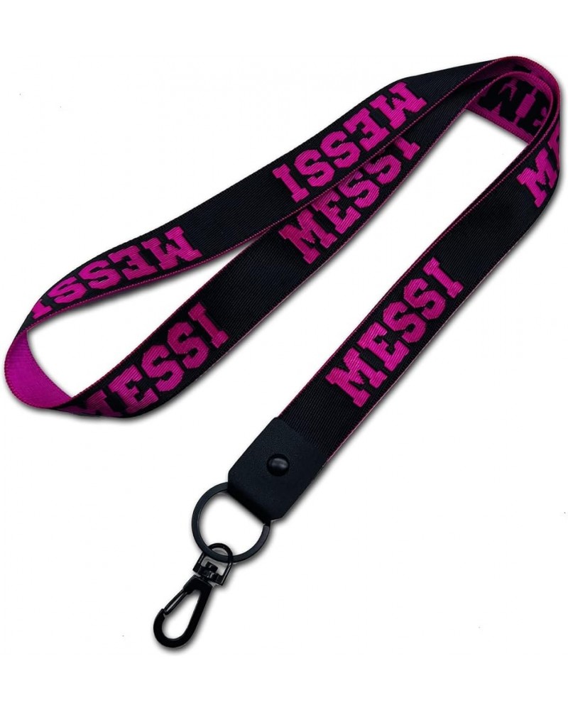 Messi Sports Accessories - Lanyard and Silicone Wrist Band - Soccer Keychain and Bracelet Black Pink $6.88 Bracelets