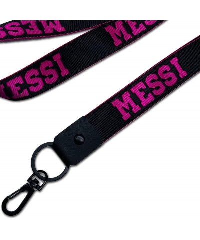 Messi Sports Accessories - Lanyard and Silicone Wrist Band - Soccer Keychain and Bracelet Black Pink $6.88 Bracelets