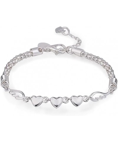 Love Heart Chain Bracelet, 925 Silver Charm Bracelets for Women, Valentine's Day Link Bracelet. $6.15 Bracelets