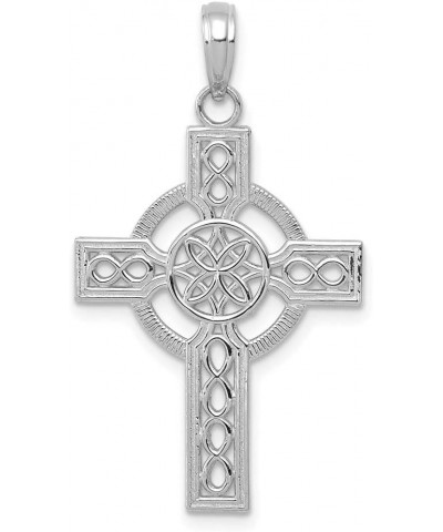 Solid 14K White Gold Diamond-cut Celtic Knot Irish Claddagh Cross Pendant Charm $90.00 Pendants