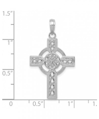 Solid 14K White Gold Diamond-cut Celtic Knot Irish Claddagh Cross Pendant Charm $90.00 Pendants