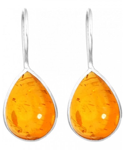 925 Sterling Silver Statement Fixed Wire Earring for Women Pear Gemstone Handmade Jewelry for Gift (98561_E) Amber $18.09 Ear...