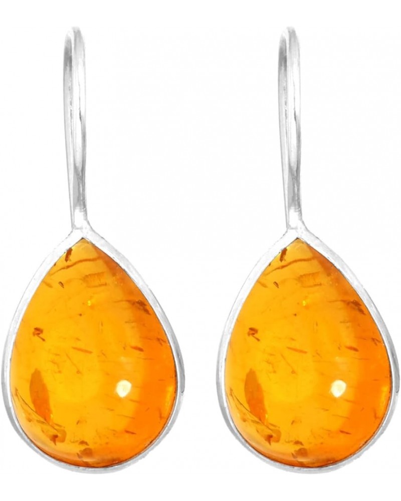 925 Sterling Silver Statement Fixed Wire Earring for Women Pear Gemstone Handmade Jewelry for Gift (98561_E) Amber $18.09 Ear...